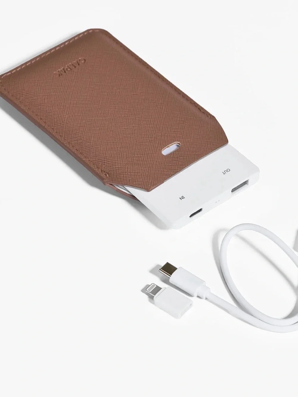 CALPAK portable Caramel Leather Luggage Power Bank Phone Charger